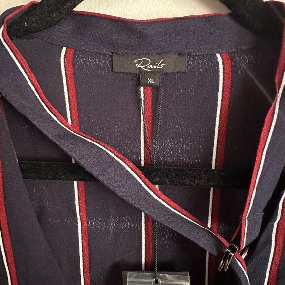 NWT Rails Demi Blouse Navy Oxblood Stripe - Picture 4 of 7